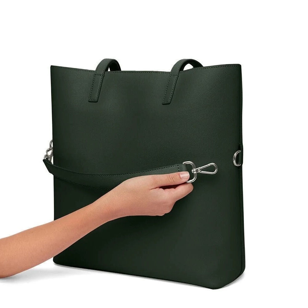 Away Longitude Green Leather Tote Bag